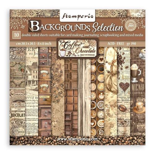 Stamperia – Coffee and Chocolate Backgrounds paperilajitelma 20,3 x 20,3 cm