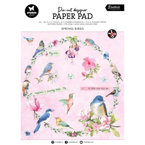 Studio Light Die-Cut Designer Paper Pad – Spring Birds paperilehtiö A4