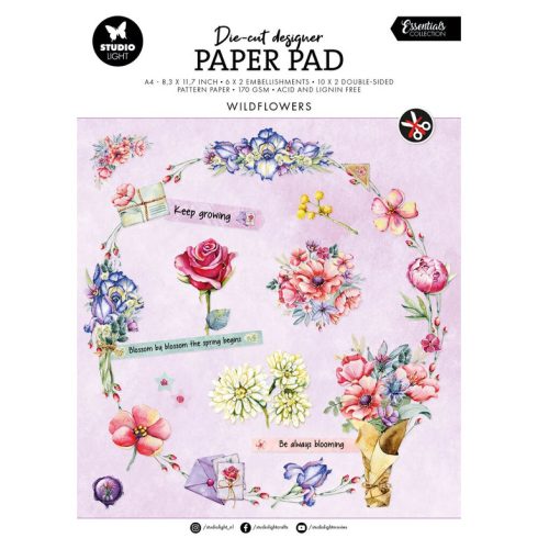 Studio Light Die-Cut Designer Paper Pad – Wildflowers paperilehtiö A4