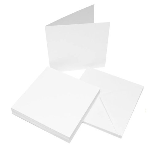 Korttipohjat + kirjekuoret 6"x6" (15 x 15cm) valkoinen 50 kpl
