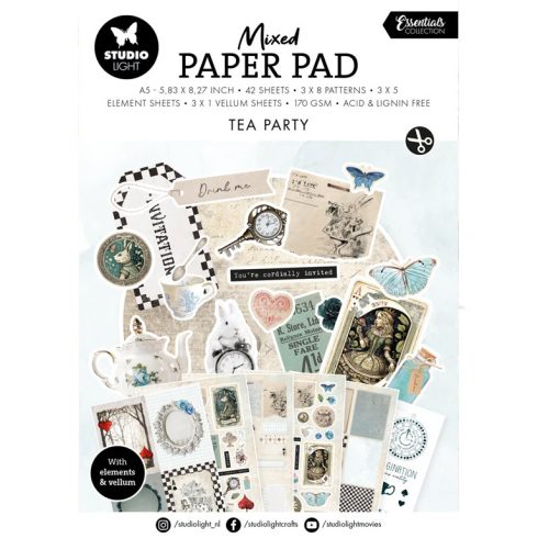Studio Light Mixed Paper Pad – Tea Party paperilehtiö A5