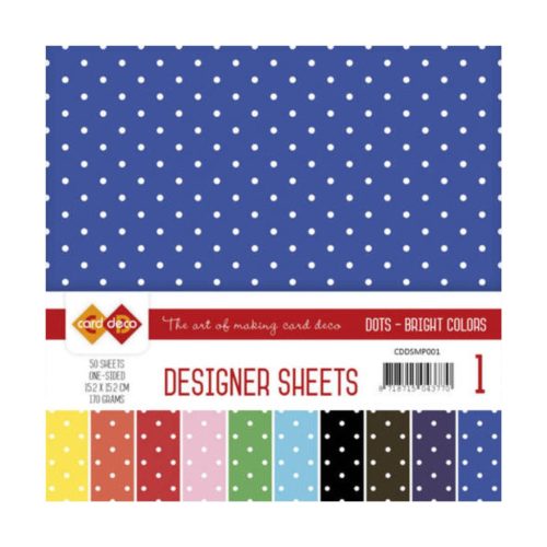 Card Deco – Designer Sheets Mega Pack Dots Bright paperilajitelma 15,2 x 15,2 cm