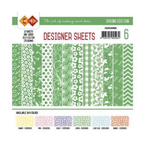 Card Deco – Designer Sheets Spring Green paperilajitelma 15,2 x 15,2 cm