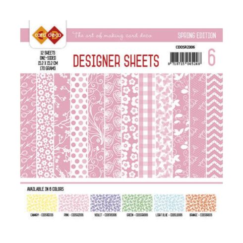Card Deco – Designer Sheets Spring Pink paperilajitelma 15,2 x 15,2 cm