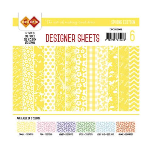 Card Deco – Designer Sheets Spring Yellow paperilajitelma 15,2 x 15,2 cm