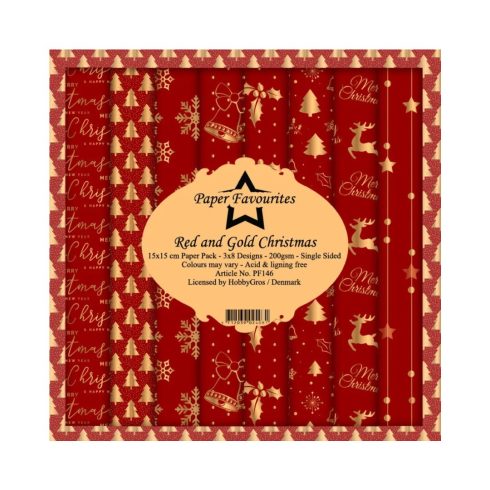 Paper Favourites – Red and Gold Christmas paperilajitelma 15 x 15 cm
