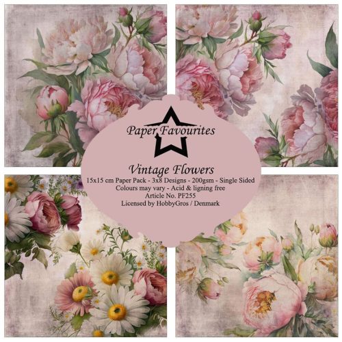 Paper Favourites – Vintage Flowers paperilajitelma 15 x 15 cm 2