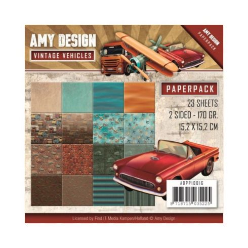 Amy Design – Vintage Vehicles paperilajitelma 15 x 15 cm