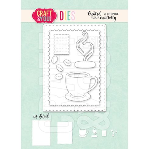 Craft & You Design stanssi – ATC FRAME WITH A CUP OF COFFEE