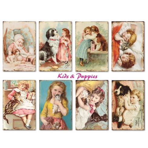 Decorer – Kids & Puppies korttikuvat 7 x 10,8 cm (24 kpl)
