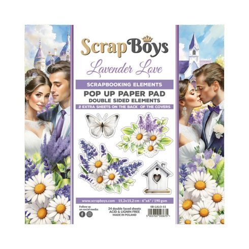ScrapBoys – Lavender Love Pop-up Elements paperilehtiö 15 x 15 cm