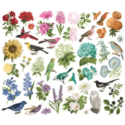Simple Stories – Floral Bird Bits Pieces Essential Color Palette leikekuvat 45 kpl 1