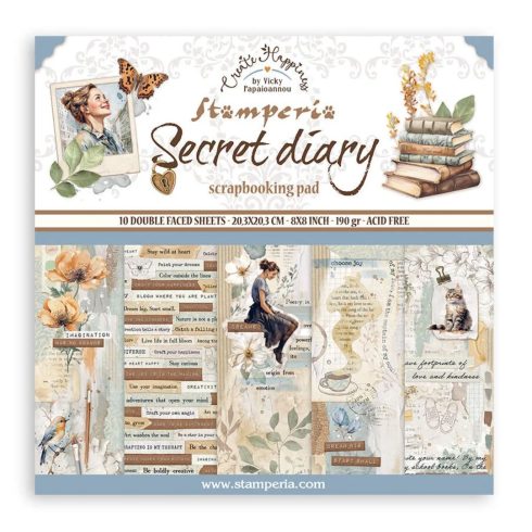Stamperia – Secret Diary paperilajitelma 20 x 20 cm