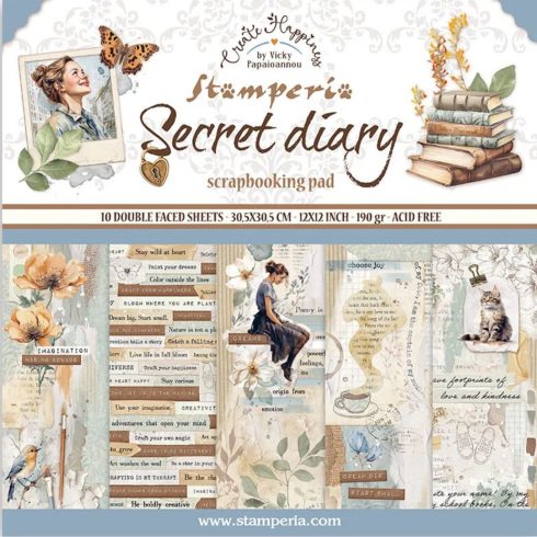 Stamperia – Secret Diary paperilajitelma 30 x 30 cm