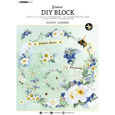 Studio Light Die-Cut Designer Paper Pad – Sunny Summer paperilehtiö A4