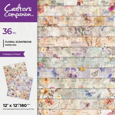 Crafter's Companion – Floral Scrapbook paperilehtiö 30 x 30 cm
