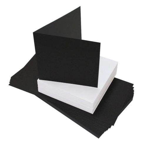Korttipohjat + kirjekuoret 6″x6″ (15,2cmx 15,2cm) Black 50 kpl